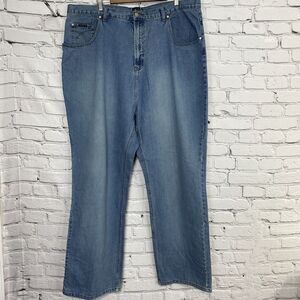 LUXE-T Luxury Basics Relaxed Fit Men's Blue Jeans Size 42x33 Distressed Hem